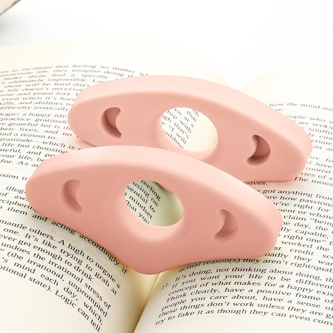 Book Page Holder, Silicone Book Thumb Page Holders for Reading Hands Free, Book Lovers Gifts & Book Accessories, 2 Pack (Small Size, Pink)