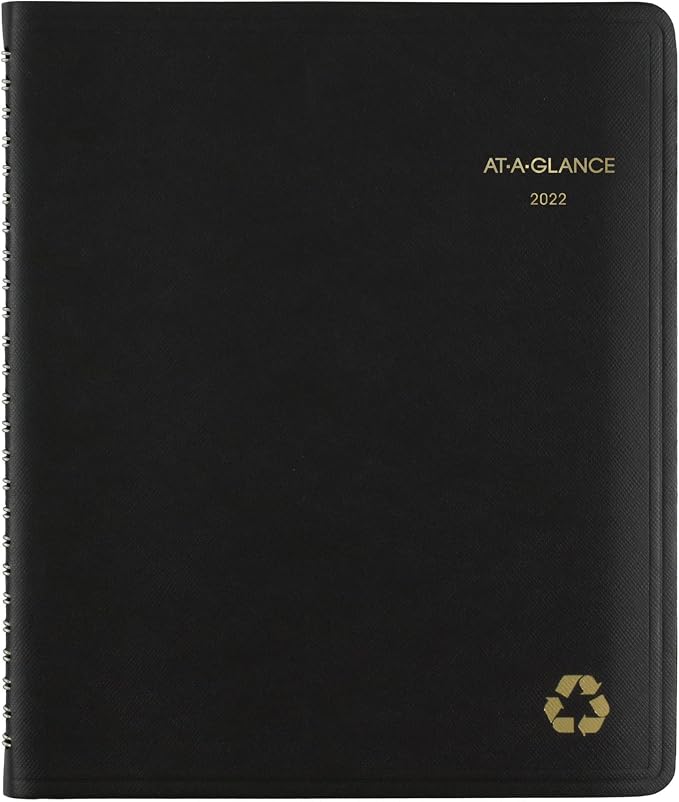 AT-A-Glance 2022 Weekly & Monthly Appointment Book & Planner by AT-A-Glance, 7" x 8-3/4", Medium, Recycled, Black (70951G05)