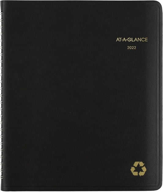 AT-A-Glance 2022 Weekly & Monthly Appointment Book & Planner by AT-A-Glance, 7" x 8-3/4", Medium, Recycled, Black (70951G05)