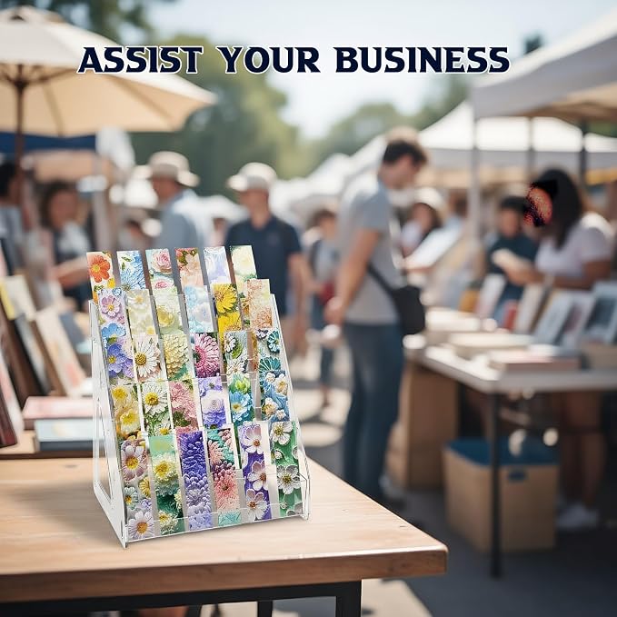 5 Tier Bookmark Display Stand for Vendors, Clear Bookmark Sticker Holder Greeting Card for Business Vendor, Retail Store Shop