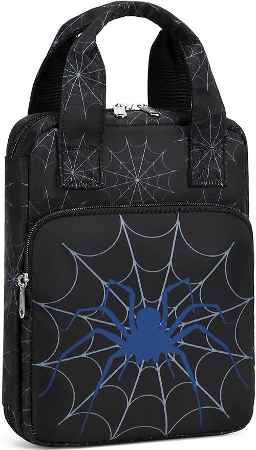 DSIUE Boys Bible Case Cover for Kids, Children's Spider Bible Carrying Case Book Holder/Carrier/Church Bag with Handle and Pockets, Spider Black