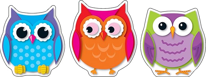 Carson Dellosa 36-Piece Colorful Owl Bulletin Board Cutouts, Colorful Owl Cutouts for Bulletin Board, Bird Classroom Décor, Owl Classroom Décor, and Bulletin Board Decorations