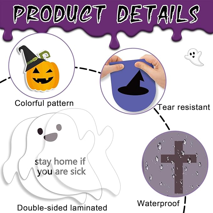 Halloween Ghost Bulletin Board Halloween Healthy Classroom Decorations Set Flu Awareness Theme Cutouts Ghost Pumpkin Paper Cutout for Office School Publicity Chalkboard Wall Decor