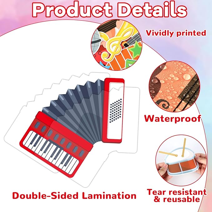 gisgfim Music Bulletin Board Decorations Set Back to School Classroom Musical Instruments Paper Cutouts Colorful Music Note Bulletin Board Decor for Kids Teacher Nursery Preschool Door Chalkboard Wall