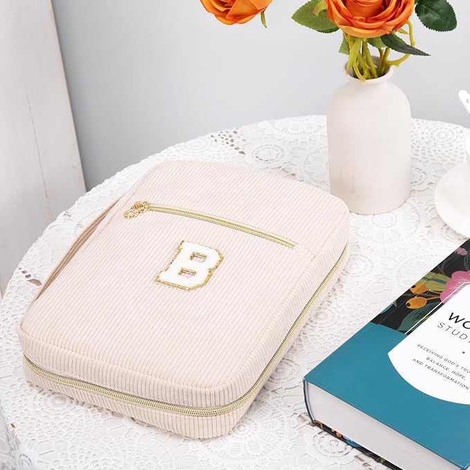 Bible Cover for Women, Initial Personalized Bible Gift - Bible Case for Men - Bible Holder - Bible Bag - Bible Carrier - Bible Carrying Case with Pockets for Bible Study Suppliers, Bible Accessories