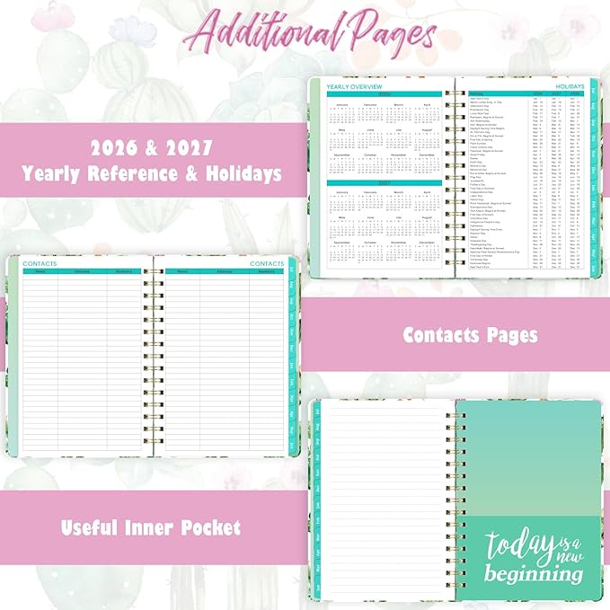 Planner 2026-2027, Academic Planner 2026-2027, JUL 2026 - JUN 2027, 8.5" x 6.4", Calendar Planner with Hardcover, Twin - Wire Binding, Monthly Tabs, Elastic Closure, Daily Organizer