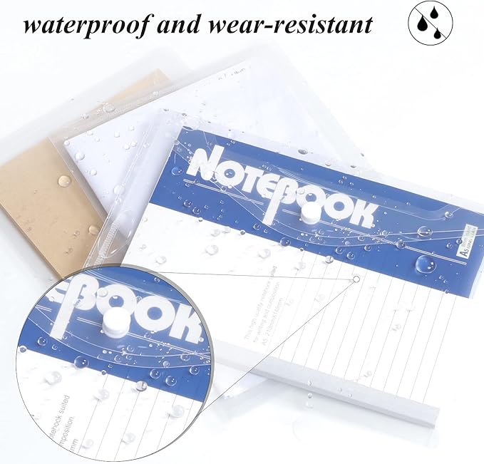 Toplive File Folders,12 Packs Plastic Envelopes Clear A5 Letter Size Waterproof Poly Envelopes Folders with Snap Closure for Office School Supplie