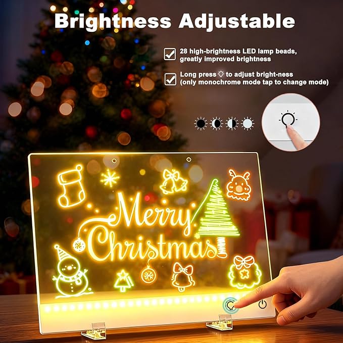 Led Drawing Board with 13 Light Effects, 17" Rechargeable Glow Doodle LED Note Board with Colors, Neon Light Up Drawing Tablet Gifts for Kids for Education Birthday Christmas Gift Ideas