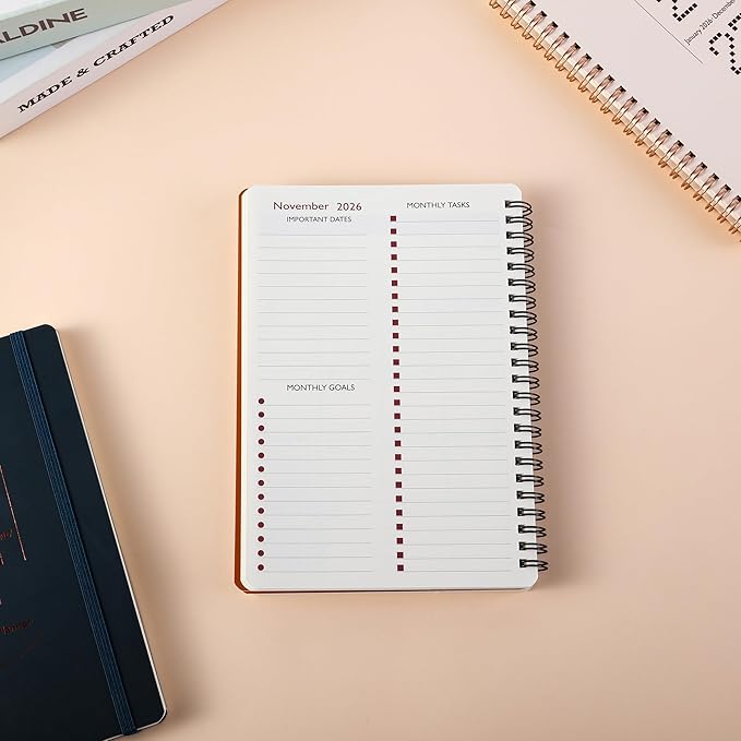 2026-2027 Monthly Planner-A5 Size Calendar Planner -Thick 120g Paper | Hard Cover with Elastic Band and Inner Pocket |Planner For Women,Men |Perfect for Office Home School Supplies & Personal Organizer (Blue-green)
