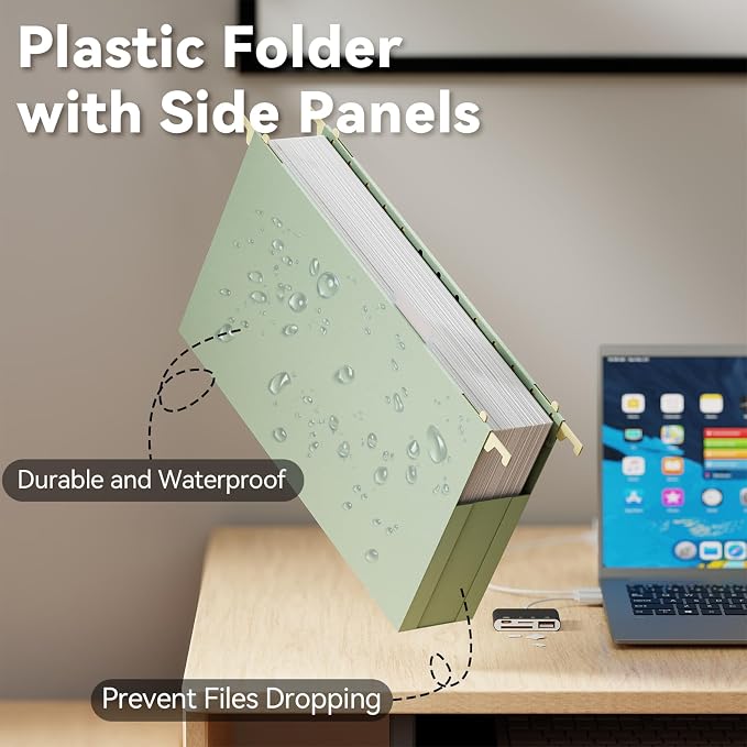 Ansook Legal Size Hanging File Folders,12 Pack File Folders Legal Size with Heavy Duty 2" Expansion, Plastic Hanging Folders for Filling Cabniet, Hanging Organizer for Office Home, Assorted Colors