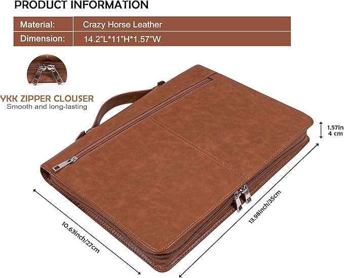 Free Name Engraved, Personalized Vegan Leather Padfolio for Men, Customized Leather Portfolio for Women, Portfolio Folder, Business Document Organizer for 13.3" iPad,Padfolio with A4 Notepad Holder
