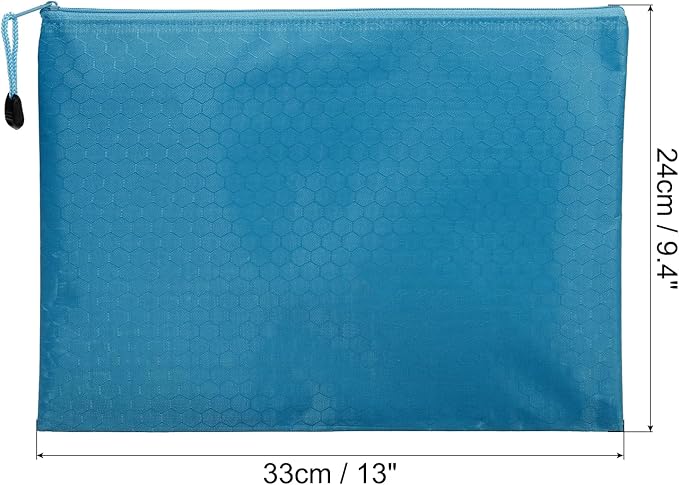 PATIKIL Waterproof Zipper File Bags, 10 Pack A4 Size Document Pocket Storage Organizer Pouch for Travel Office Supply, Sky Blue