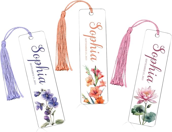 Personalized Bookmarks for Women Book Lover Birth Flower Birthday Customized Gifts for Reading Her Daughter Friends (Acrylic Single Flower)