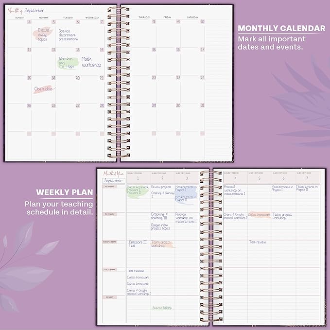 PLANBERRY Teacher Planner – Undated School Year Plan Book for Teachers with Calendars & Lesson Plans – Planner for Classroom Organization & Homeschool – 8”x10.5” Hardcover (Mulberry Velvet)