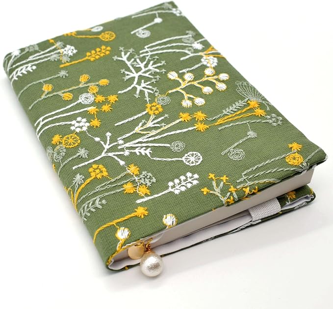 BLBMH A6 Book Cover 4x6 | Non-Stretch Fabric Sleeve with Bookmark | Handmade Washable Protector for Paperback Journal Bible Notebook | Gift for Women Readers - Spring