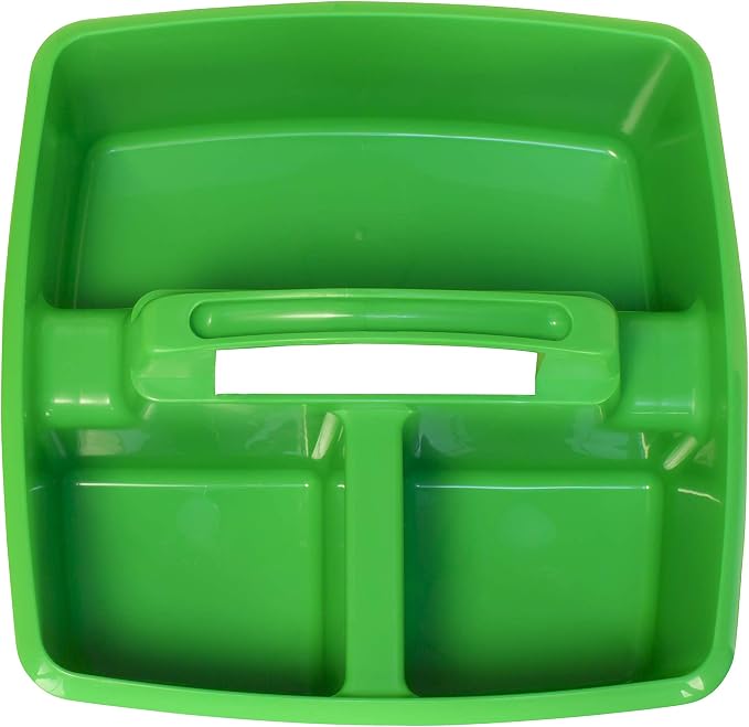 Storex 3-Compartment Small Caddy – Multipurpose Classroom Organizer with Handle, Grass, 6-Pack (00951A06C)