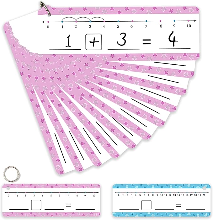 52pcs Double Sided Number Line 5.9 * 2 inches Dry Erase Board 0-10 on One Side & 0-20 on The Other Side Writable and Erasable Teacher Supplies for Classroom Home Kids Teacher Students(with a Ring)