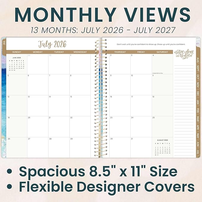 bloom daily planners 2026-2027 Planner (8.5” x 11") 13 Month Academic Year Organizer (July 2026 - July 2027) - Weekly & Monthly Agenda Book with Stickers & Tabs - Coastal Calm