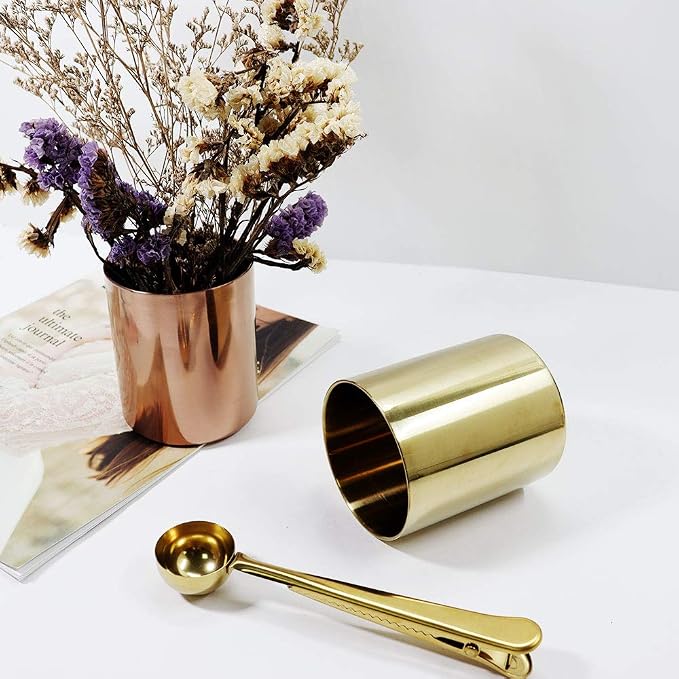 MultiBey Gold Pencil Holder Cup, Luxury Pen Holder Metal Organizer Small Vase, Desk Accessory for Office Home
