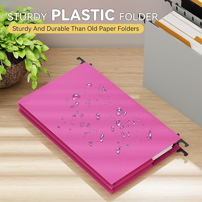 Plastic Hanging File Pockets Legal Size,Expandable Large Hang Folder with Tabs,Heavy Duty 3" Expansion Accordian Pocket File,6 Pack Reinforced Colored Filing Cabinet Folders for Medical Charts