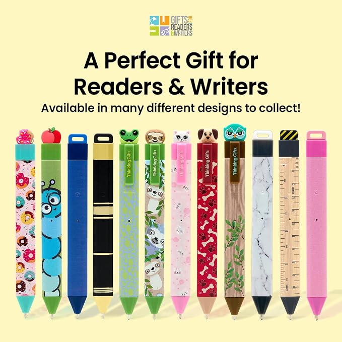 Gifts for Readers & Writers Pen Bookmark, Page Marker & Flat Writing Pen for Journal Notebook & Planner, Penmark Reading Accessory for Making Book Annotations (Puppy)