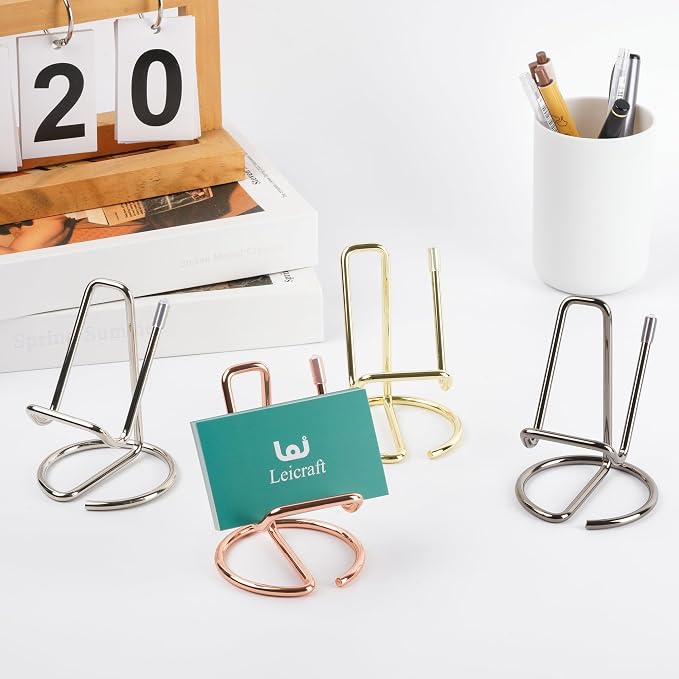 Business Card Holder for Desk, Cute Metal Card Organizers and Office Desk Accessories for Men and Women (Vertical Golden)