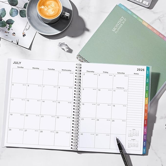 2026-2027 monthly planner - 26-27 Monthly Planner, 18 Months Planner with Colorful Tabs, Jul 2026-DEC 2027, 8'' x 10'', 2026-2027 Monthly Calendar with 2-Sides Pockets