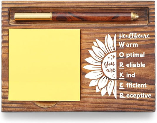 Healthcare Worker Sticky Note Holder, Thank You Appreciation Gifts for Healthcare Workers, Employee Recognition Office Desk Organizer TZP111