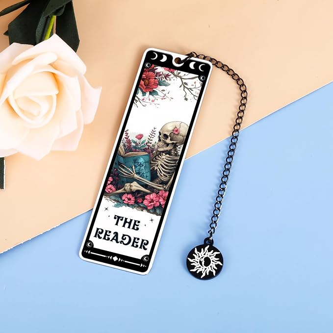Gothic Bookmarks for Graduation Student Book Lovers Back to School Gifts for Women Girls Who Love Dark Romance Funny Horror Wicked Gift Gothic Tarot Metal Bookmark for Reading Women Bookish Nerd