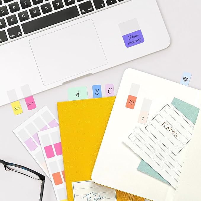 480 PCS Sticky Index Tabs, Colored Strip Page Markers, Writable and Repositionable File Tabs Flags for Pages, Reading Notes, Classify Files, 12 Colors（0.47X 1.1inch）