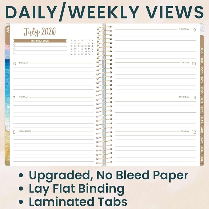 bloom daily planners 2026-2027 Planner - Academic Year (July 2026 - July 2027) Monthly & Weekly Soft Cover Planner for Women - 13 Month Calendar Agenda Book with Stickers - 5.5" x 8.25" - Coastal Calm