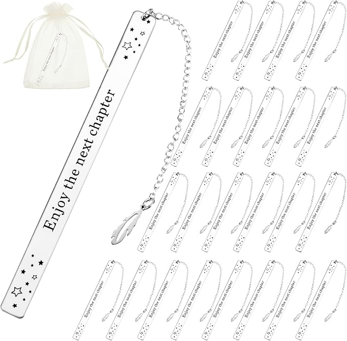Ireer 24 Sets Graduation Bookmark Bulk Enjoy The Next Chapter 2026 Senior Gifts Bookmarks with Chain Graduation Retirement Appreciation Gift for High School 5th Grade Party Coworker Teacher(Silver)