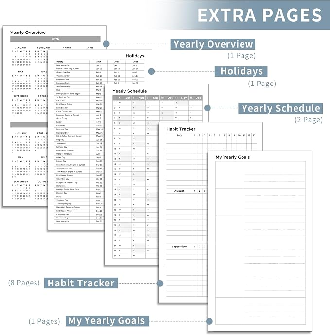 AHGXG Pocket Calendar 2026-2027, July 2026 - June 2027, Academic Planner, Weekly and Monthly, Small Size for Purse, Hardcover, 12-Month Tabs, for Women, School, 3.9"X 6.7" (Gray Blue)