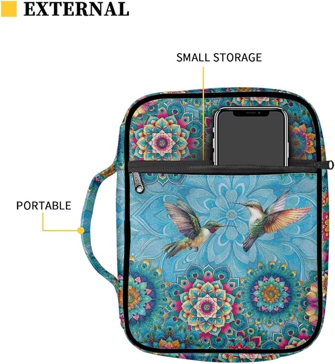 Coldinair Boho Mandala Bible Covers for Women Bible Case with Bookmark Large Carrying Book Case Church Bag Protective with Pocket and Zipper