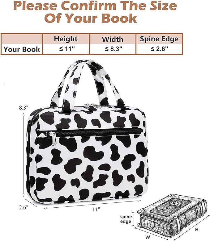 Octsky Bible Cover Case for Women Girls Bible Organizer Book Bag for Medium and Large Bibles, Cow Black