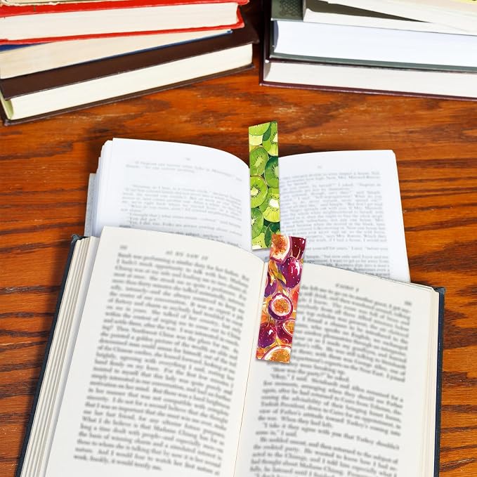 30 Pcs Watercolor Fruit Bookmarks for Kids Fruit Theme Funny Bookmark Cartoon Bookmark for School Office Students Teens Book Reading Lovers Classroom Favors