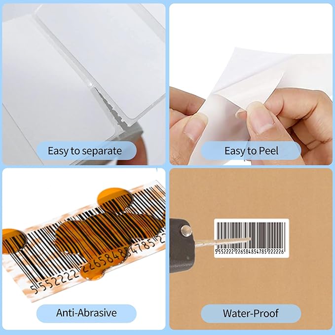 Direct Thermal Label 2x1, Thermal Labels for Barcodes, Return Address, File Folders - Barcode Stickers Compatible with Rollo, Munbyn, Zebra, Godex - 1Roll, 1000 Lable, White Sticker Labels