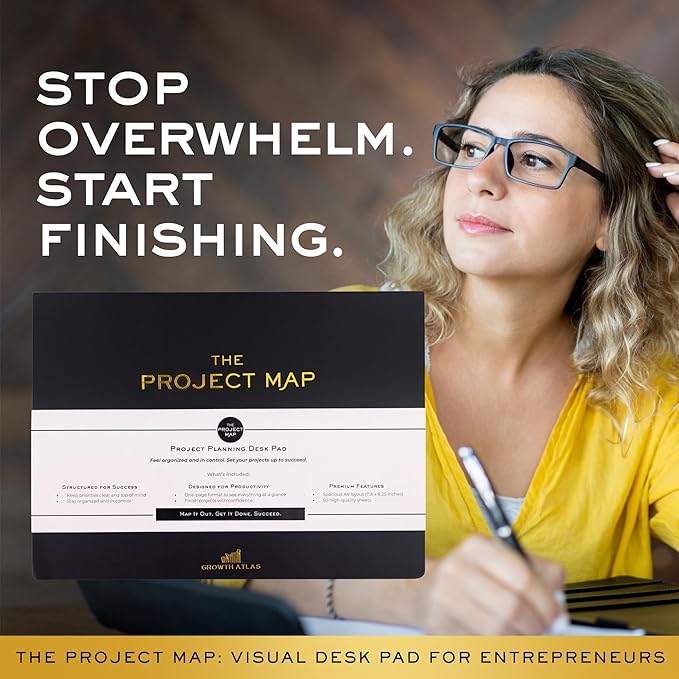 Map Desk Pad Project Notebook - One-Page Project Planner for Business Owners to Stay Focused, Project Management, and Achieve Results with a Success Mindset