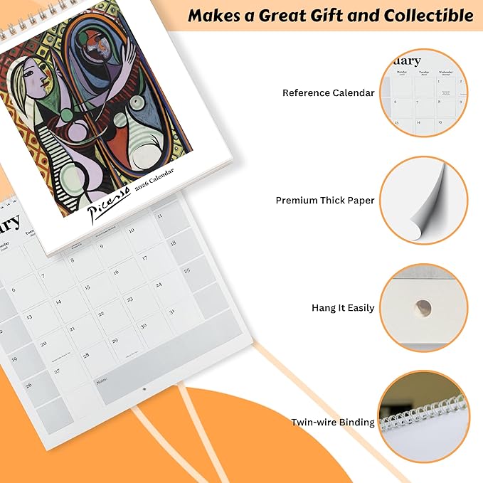 Piccasso- 2026 Wall Calendar 12” x 12”- Master of Cubism Art- Printed on FSC Certified Cardstock Paper- Monthly Organizer for Home and Office