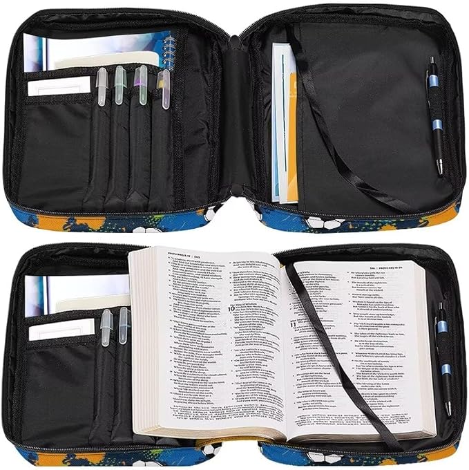 Coldinair Football Bible Cover Case for Men Teen, Kids Scripture Carrying Case with Handle and Pocket, Bible Book Tote Handbag