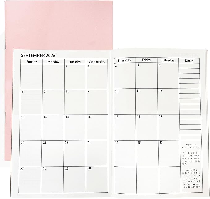 A5 Calendar Planner July 2026 - June 2028, Travelers Notebook Inserts for 2 Years, Monthly Calendar & Important Dates & Line & Dotted, 100gsm Paper, 8.3 x 5.5 in, 1pcs (Pink)