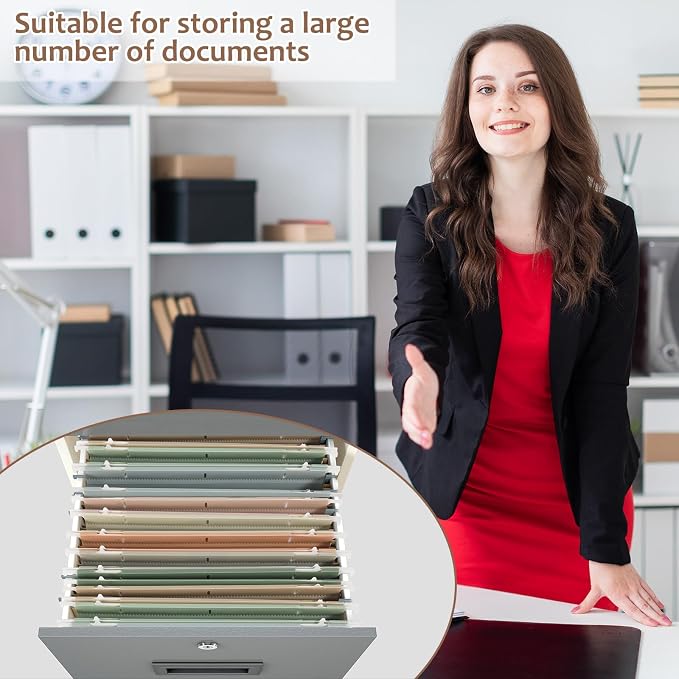 8Pack Plastic 4" Expanding Extra Capacity Hanging File Folder Heavy Duty Letter Size 11.8 x 9.4 inches Filing Cabinet Organizer Accordian Pocket for Legal Office Files Document (Morandi)