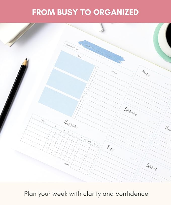 Lamare Weekly Planner Notepad – Premium Undated Weekly To Do List Notepad for School, Home & Office Day Planner, Desk To Do List Pad and Productivity Planning Pad
