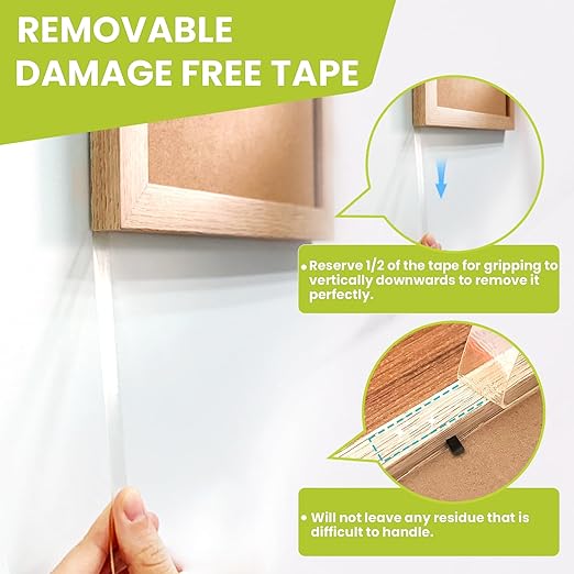 Double Sided Tape Heavy Duty, Removable Nano Double Sided Adhesive Tape, Clear Mounting Tape Picture Hanging Adhesive Strips Waterproof for Walls Photo Crafts Carpet Poster, 2" x 16.5FT