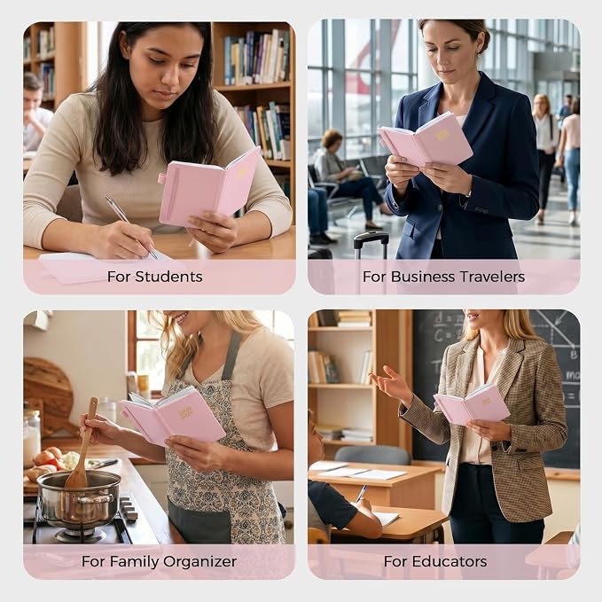 KONVINIT Pocket Calendar 2026-2028, 24-Month Pocket Calendar 2027 Planner Runs from July.2026 Until June.2028, Pink PU Monthly Planner with Inner Pocket, Pen Loop, Elastic Closure for School & Office Supplies, 3.54”×6.69”