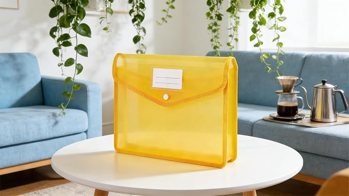 Plastic Expanding File Folder - Waterproof Transparent Expandable File Folder for Documents with Snap Closure, Colorful Organizer Holder for School Office Business Fit Letter/A4 Size - 5 Packs