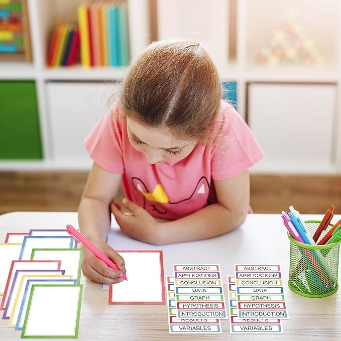 24 Sheets Science Board Supplies 18 Self Adhesive Presentation Science Subtitles & 6 Project Titles Board Sticker for School Office Supplies(Water Color)