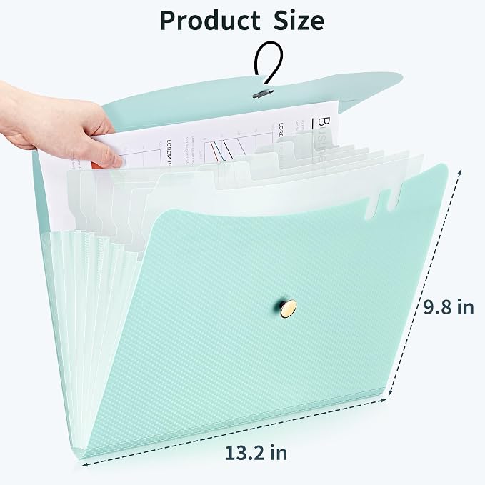 JARLINK 7 Pockets Expanding File Folder, A4 Size Accordion File Folders with 12 Labels, Cute Paper Organizer, Portable Document Organizer for Home College School Office Supplies, Macaron Blue