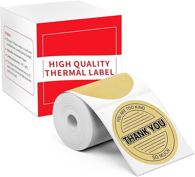 M110 Label Compatible with M100/M110/M120/M260/M220/M150/M421/241BT/243BT, 1.96" x 1.96"(50x50 mm), Thermal Circle Gold Paper for Logo/Thank You Label/Small Business/,140/Roll