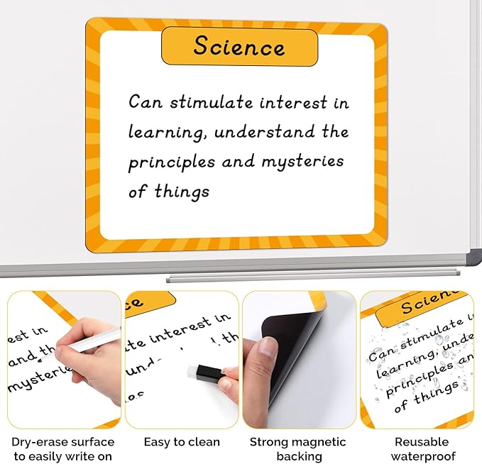 KIKIGOAL Reusable Magnetic Write and Wipe Paper Classroom Organization Chart, Dry Erase Objectives Learning Magnets for Class Whiteboard with 2 Writing Markers, Great for Classroom Goals Targets